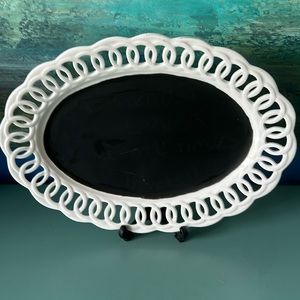 Writable White Lace Oval Plate Happy Birthday,What’s for Dinner,Congratulations